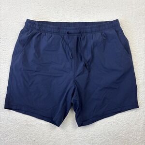 BEARBOTTOM Mens Lined Athletic Shorts XL 7" Blue Elastic Waist Drawstring Gym